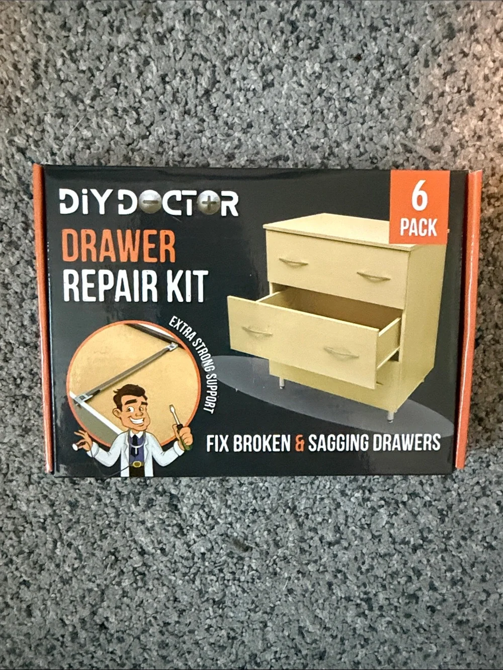 DIY Doctor Drawer Repair Kit - Black & Orange - 6 Pack